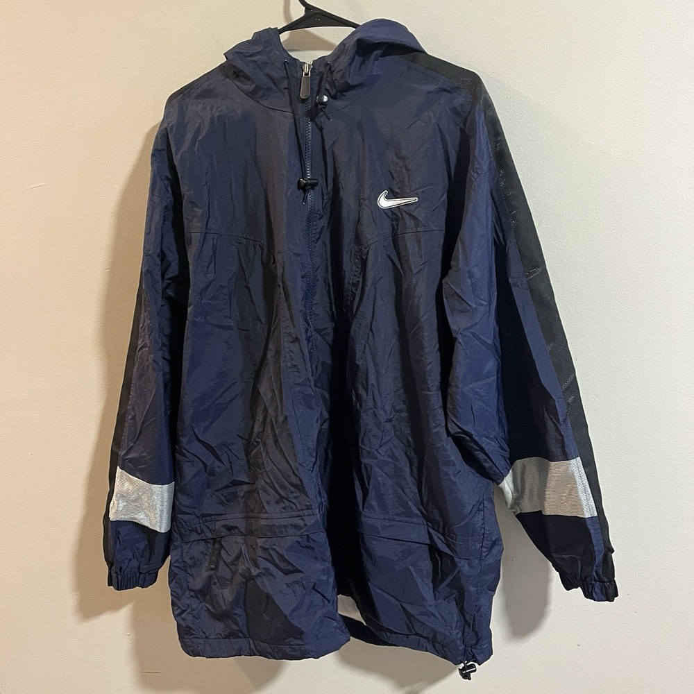 VTG 1990 Nike Windbreaker Zip Up Lined Jacket Size‎ L Blue